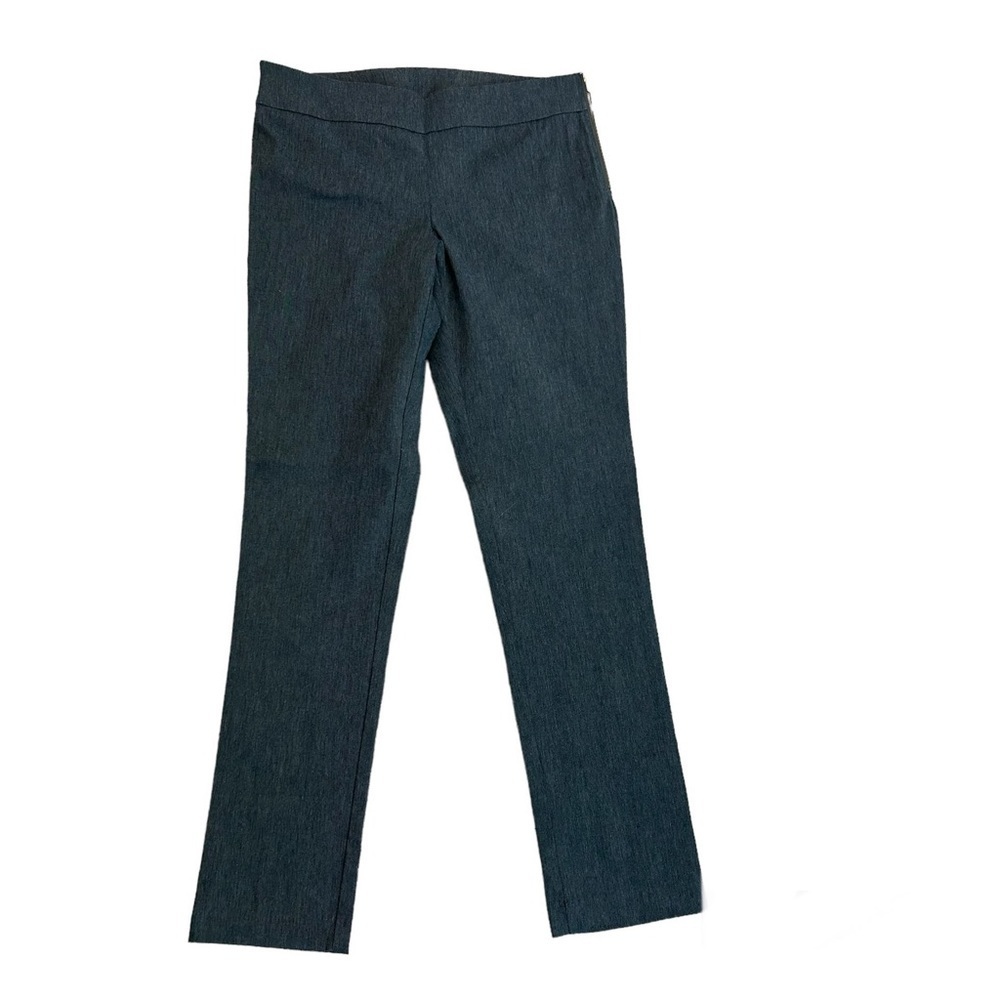 Suzie Shier dark charcoal gray skinny stretchy cigarette pants side zipper Sz M